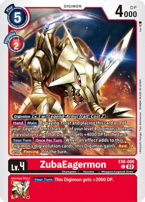 ZubaEagermon, Digimon card EX6-008
