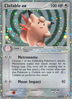 Clefable ex — FireRed & LeafGreen #106, 2004. Illustrated by Mitsuhiro Arita.