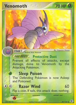 Venomoth — FireRed & LeafGreen #49, 2004. Illustrated by Kagemaru Himeno.
