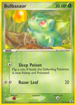 Bulbasaur — FireRed & LeafGreen #54, 2004. Illustrated by Atsuko Nishida.