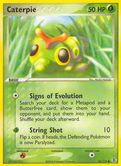 Caterpie — FireRed & LeafGreen #56, 2004. Illustrated by Atsuko Nishida.