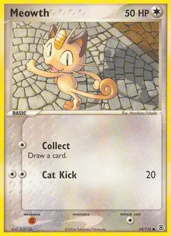 Meowth — FireRed & LeafGreen #69, 2004. Illustrated by Masakazu Fukuda.