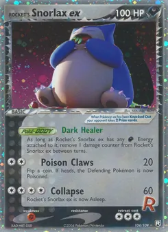 Rocket's Snorlax ex — Team Rocket Returns #104, 2004. Illustrated by Mitsuhiro Arita.
