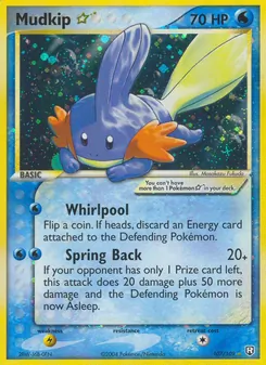 Mudkip ☆ — Team Rocket Returns #107, 2004. Illustrated by Masakazu Fukuda.