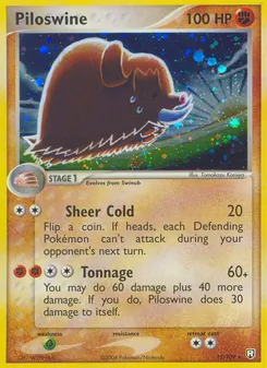 Piloswine — Team Rocket Returns #13, 2004. Illustrated by Tomokazu Komiya.
