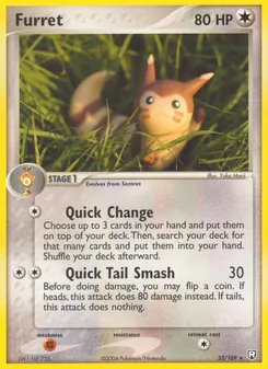 Furret — Team Rocket Returns #22, 2004. Illustrated by Yuka Morii.