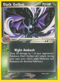 Dark Golbat — Team Rocket Returns #34, 2004. Illustrated by Masakazu Fukuda.