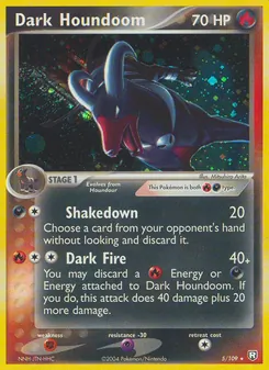 Dark Houndoom — Team Rocket Returns #5, 2004. Illustrated by Mitsuhiro Arita.