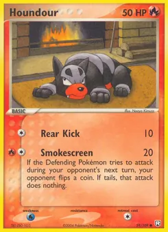 Houndour — Team Rocket Returns #59, 2004. Illustrated by Naoyo Kimura.