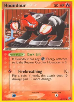 Houndour — Team Rocket Returns #60, 2004. Illustrated by Tomokazu Komiya.