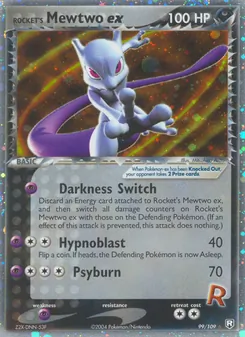 Rocket's Mewtwo ex — Team Rocket Returns #99, 2004. Illustrated by Mitsuhiro Arita.