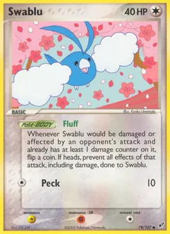 Swablu — Deoxys #79, 2005. Illustrated by Kyoko Umemoto.