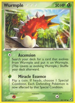 Wurmple — Deoxys #82, 2005. Illustrated by Kagemaru Himeno.