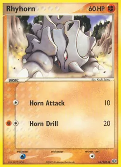Rhyhorn — Emerald #62, 2005. Illustrated by Kouki Saitou.