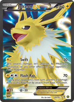 Jolteon EX — Generations #28, 2016. Illustrated by Naoki Saito.