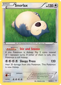 Snorlax — Generations #58, 2016. Illustrated by Mitsuhiro Arita.
