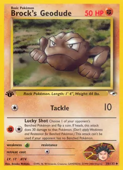 Brock's Geodude — Gym Heroes #38, 2000. Illustrated by Atsuko Nishida.