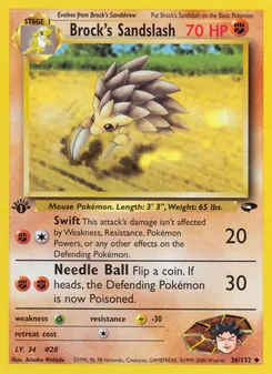 Brock's Sandslash — Gym Challenge #36, 2000. Illustrated by Atsuko Nishida.