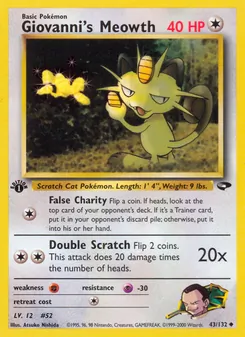 Giovanni's Meowth — Gym Challenge #43, 2000. Illustrated by Atsuko Nishida.