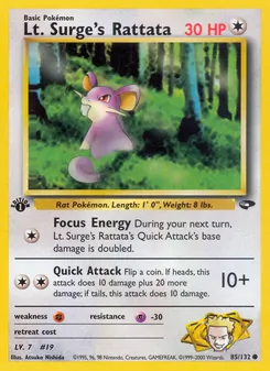 Lt. Surge's Rattata — Gym Challenge #85, 2000. Illustrated by Atsuko Nishida.