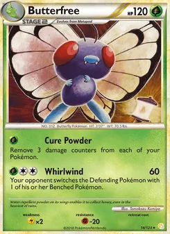 Butterfree — HeartGold SoulSilver #16, 2010. Illustrated by Tomokazu Komiya.