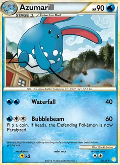 Azumarill — HeartGold SoulSilver #2, 2010. Illustrated by Kouki Saitou.