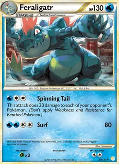 Feraligatr — HeartGold SoulSilver #20, 2010. Illustrated by kawayoo.