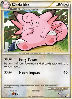 Clefable — HeartGold SoulSilver #3, 2010. Illustrated by Masakazu Fukuda.