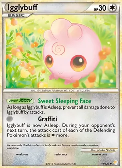Igglybuff — HeartGold SoulSilver #44, 2010. Illustrated by Atsuko Nishida.