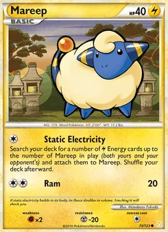 Mareep — HeartGold SoulSilver #73, 2010. Illustrated by Masakazu Fukuda.