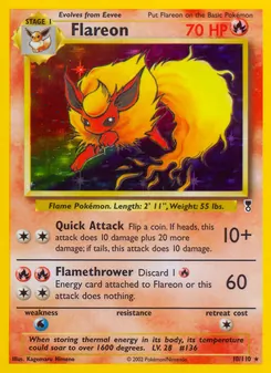 Flareon — Legendary Collection #10, 2002. Illustrated by Kagemaru Himeno.