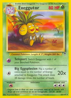 Exeggutor — Legendary Collection #23, 2002. Illustrated by Kagemaru Himeno.
