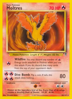 Moltres — Legendary Collection #30, 2002. Illustrated by Mitsuhiro Arita.