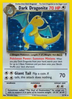 Dark Dragonite — Legendary Collection #5, 2002. Illustrated by Mitsuhiro Arita.