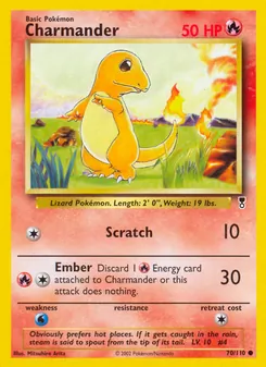 Charmander — Legendary Collection #70, 2002. Illustrated by Mitsuhiro Arita.