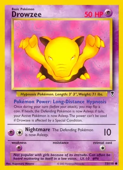 Drowzee — Legendary Collection #73, 2002. Illustrated by Kagemaru Himeno.