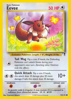 Eevee — Legendary Collection #74, 2002. Illustrated by Kagemaru Himeno.