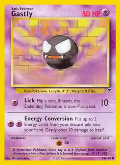 Gastly — Legendary Collection #76, 2002. Illustrated by Mitsuhiro Arita.