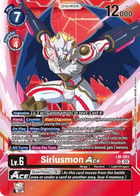 Siriusmon ACE, Digimon card LM-001