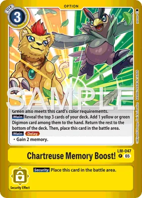 Chartreuse Memory Boost!, Digimon card LM-047