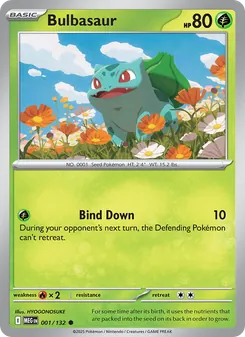 Bulbasaur — Mega Evolution #001, 2025. Illustrated by HYOGONOSUKE.