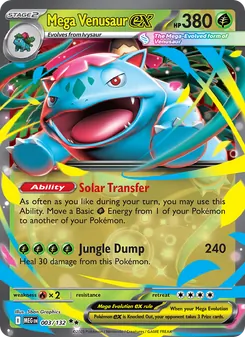 Mega Venusaur ex — Mega Evolution #003, 2025. Illustrated by 5ban Graphics.