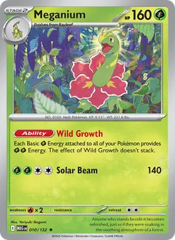 Meganium — Mega Evolution #010, 2025. Illustrated by Yoriyuki Ikegami.