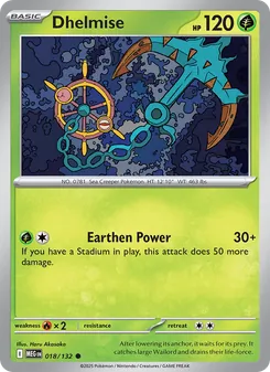 Dhelmise — Mega Evolution #018, 2025. Illustrated by Haru Akasaka.