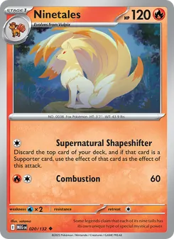 Ninetales — Mega Evolution #020, 2025. Illustrated by satoma.