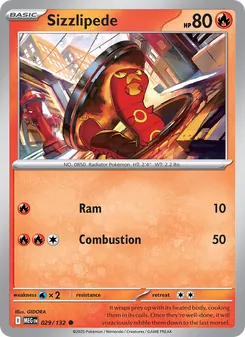Sizzlipede — Mega Evolution #029, 2025. Illustrated by GIDORA.