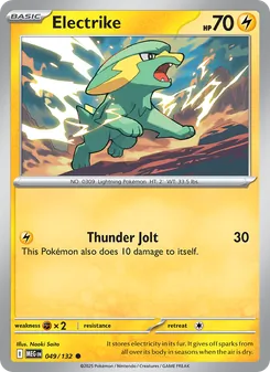 Electrike — Mega Evolution #049, 2025. Illustrated by Naoki Saito.
