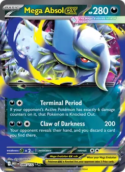 Mega Absol ex — Mega Evolution #086, 2025. Illustrated by aky CG Works.
