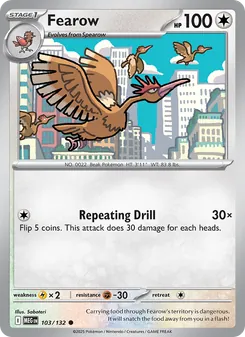 Fearow — Mega Evolution #103, 2025. Illustrated by Saboteri.