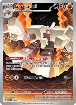 Garganacl — Mega Evolution #147, 2025. Illustrated by Yano Keiji.